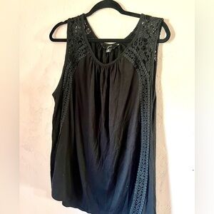 GNW Black Lace-Trim Sleeveless Knit Tank XL